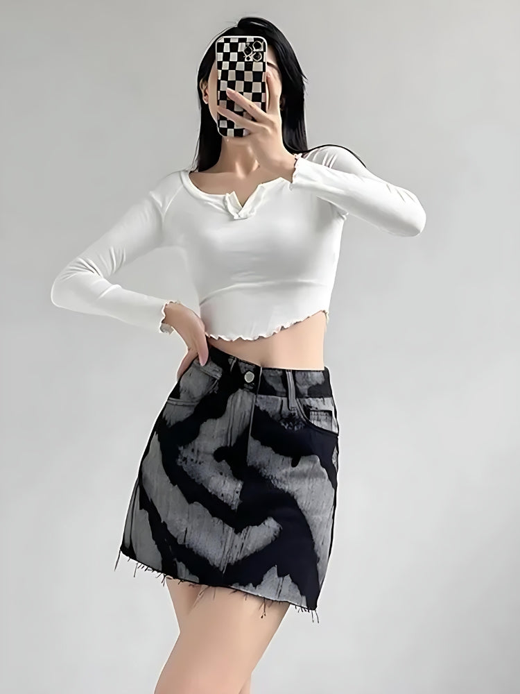 Spray Paint Distressed Mini Skirt - KAYSMAR