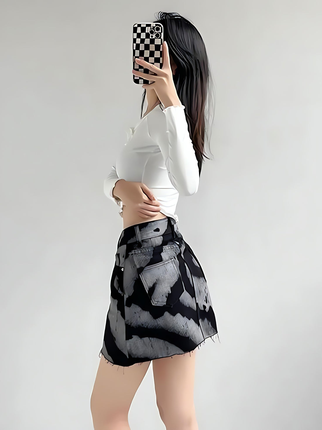 Spray Paint Distressed Mini Skirt - KAYSMAR