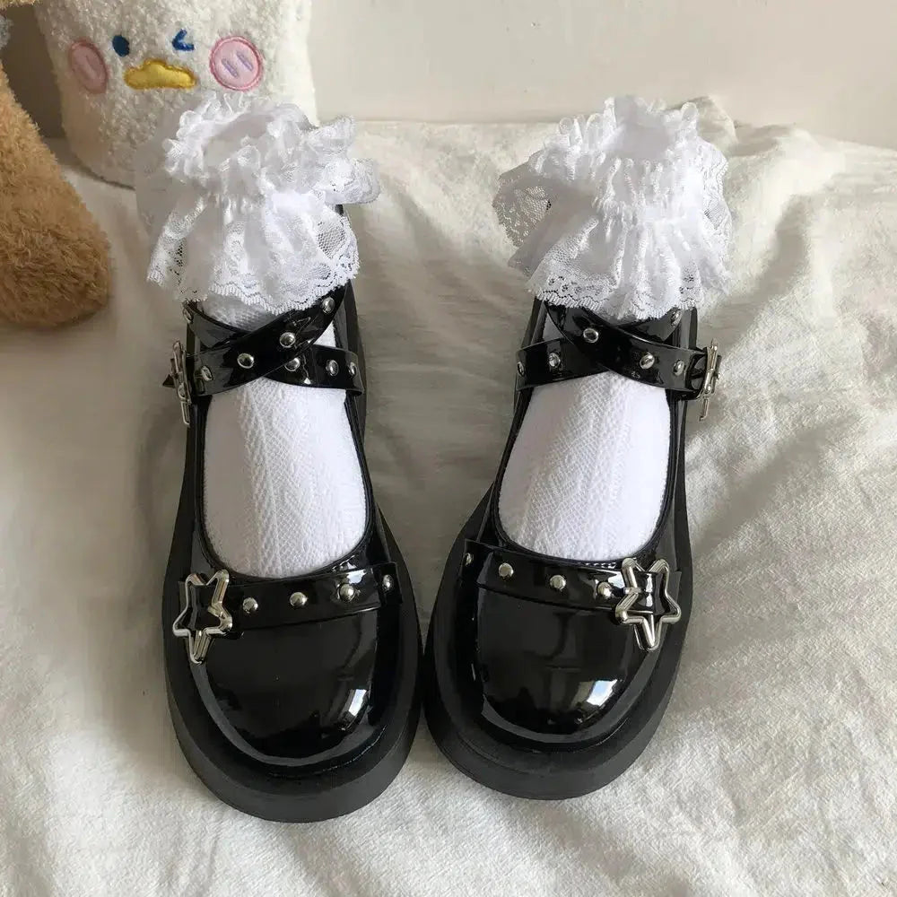 Star Buckled Platform Mary Jane Shoes - KAYSMAR