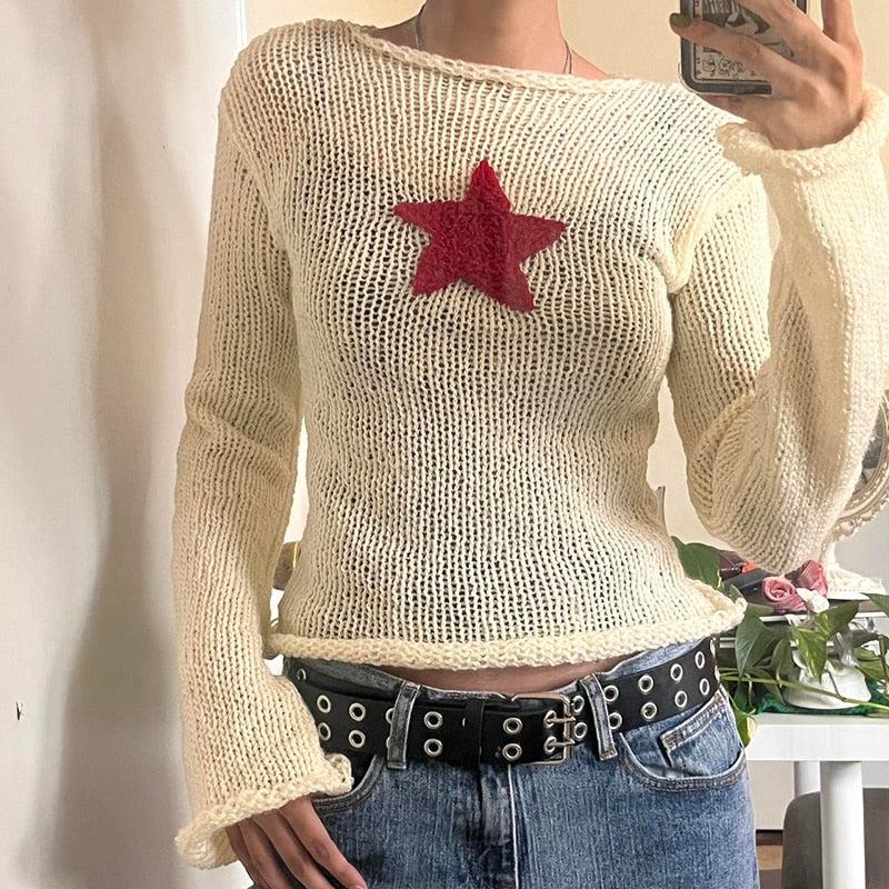 Star Embroidery Knitted Top - KAYSMAR
