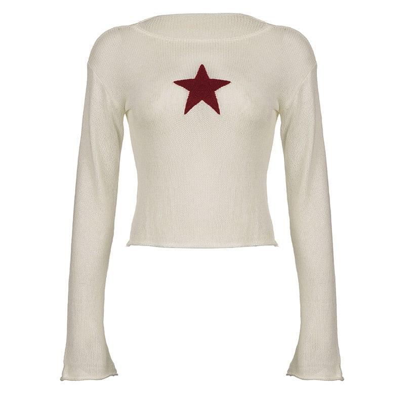 Star Embroidery Knitted Top - KAYSMAR