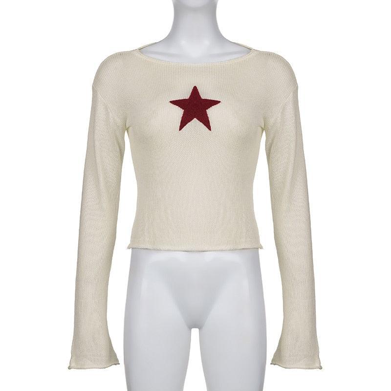 Star Embroidery Knitted Top - KAYSMAR