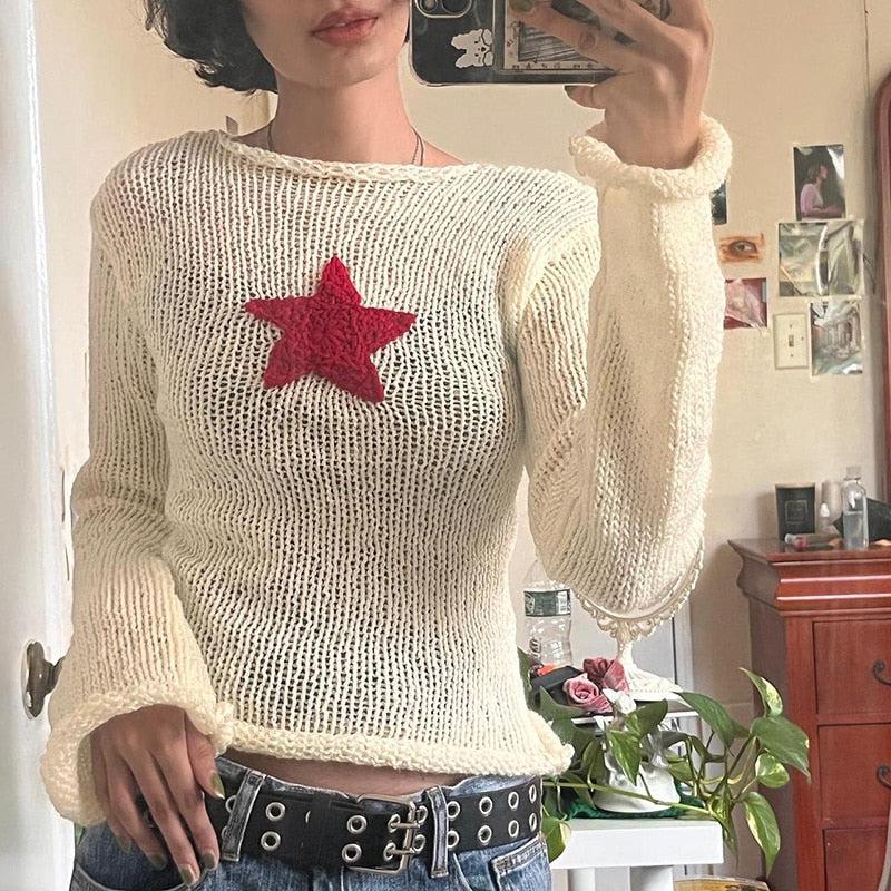 Star Embroidery Knitted Top - KAYSMAR