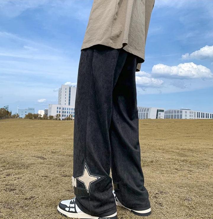 Star Patchwork Wide Leg Sweatpants - KAYSMAR