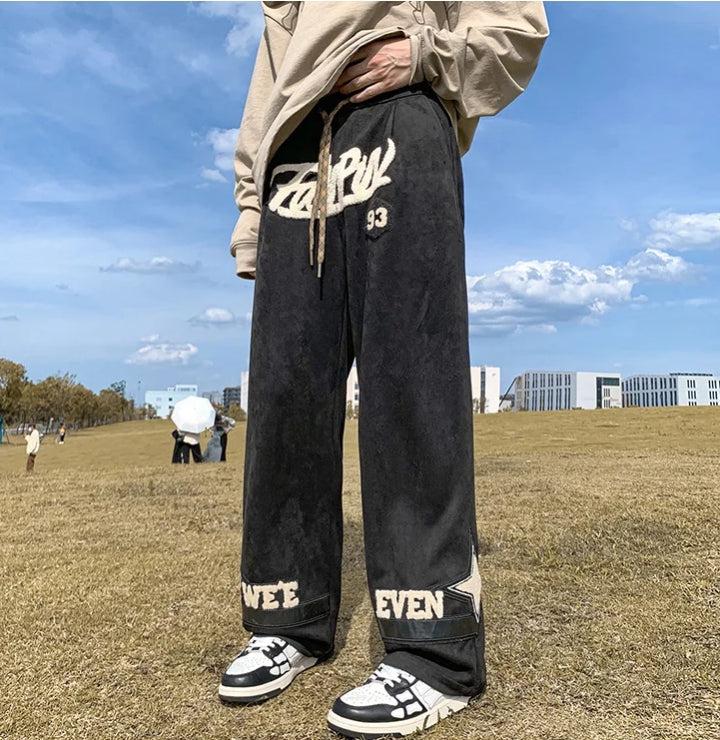Star Patchwork Wide Leg Sweatpants - KAYSMAR