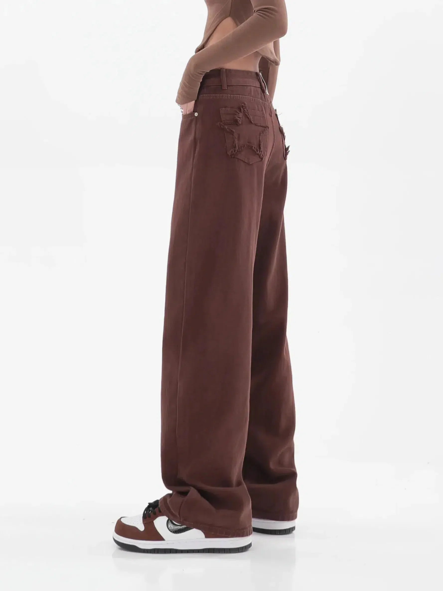 Star Pockets Wide Leg Jeans - KAYSMAR