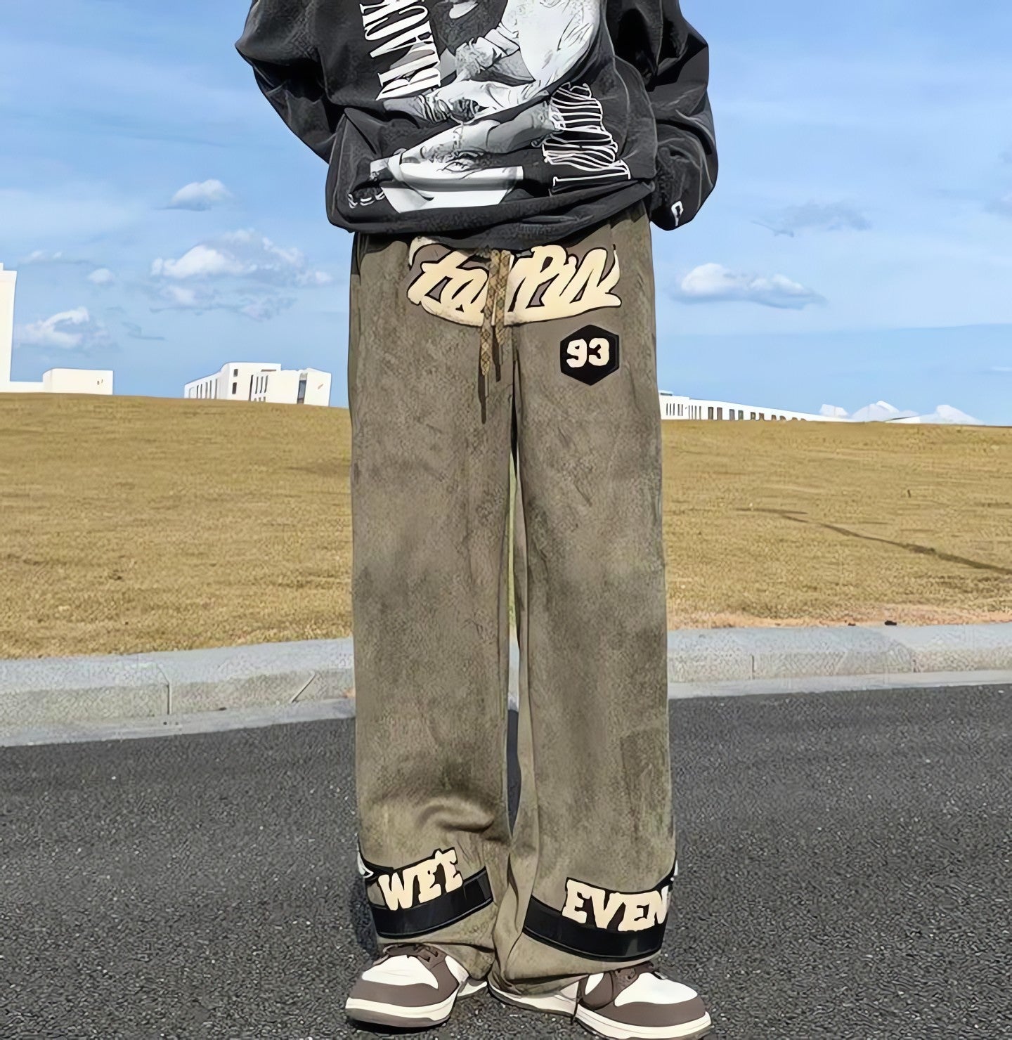 Star Patchwork Wide Leg Sweatpants - KAYSMAR