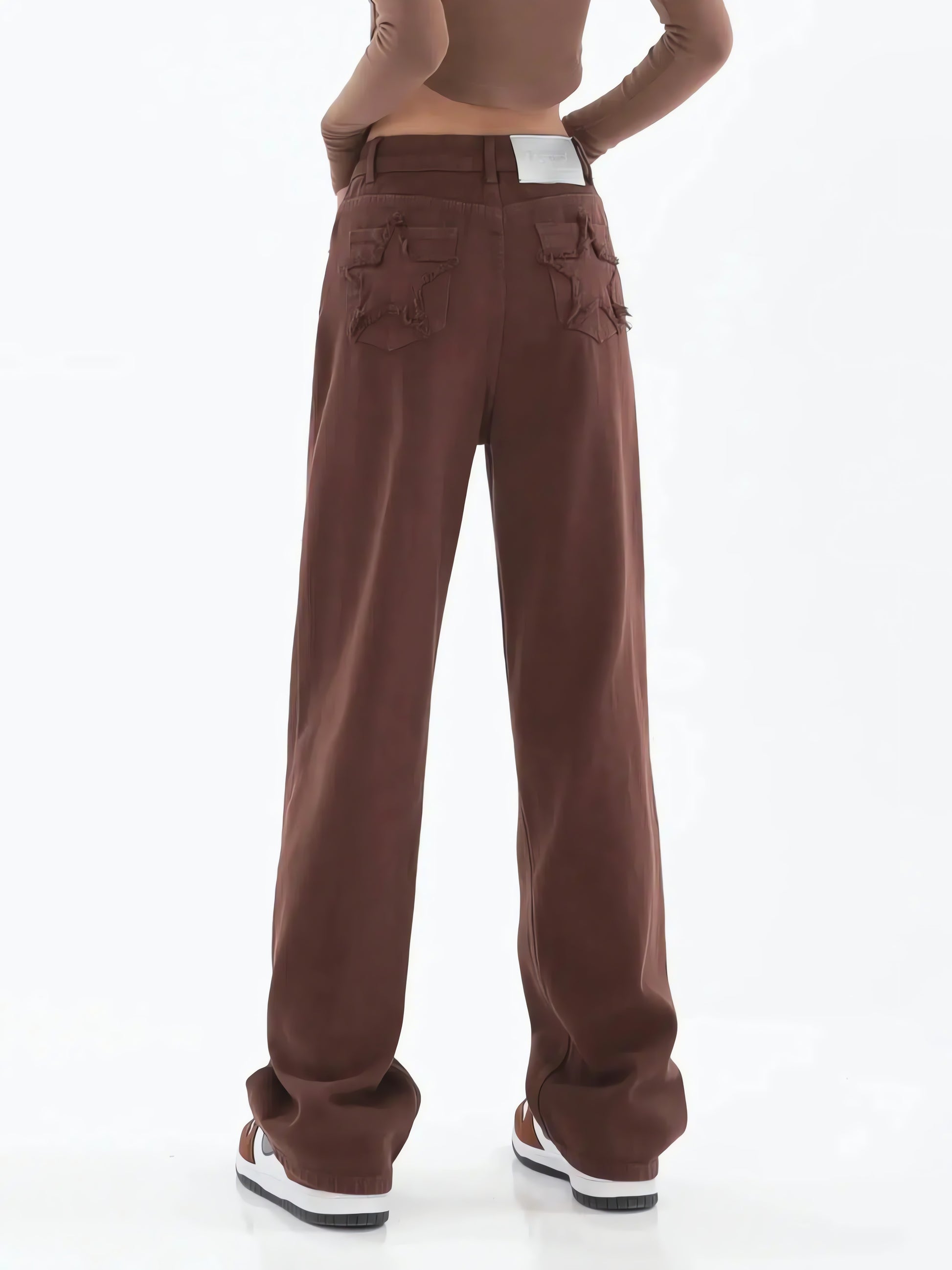 Star Pockets Wide Leg Jeans - KAYSMAR
