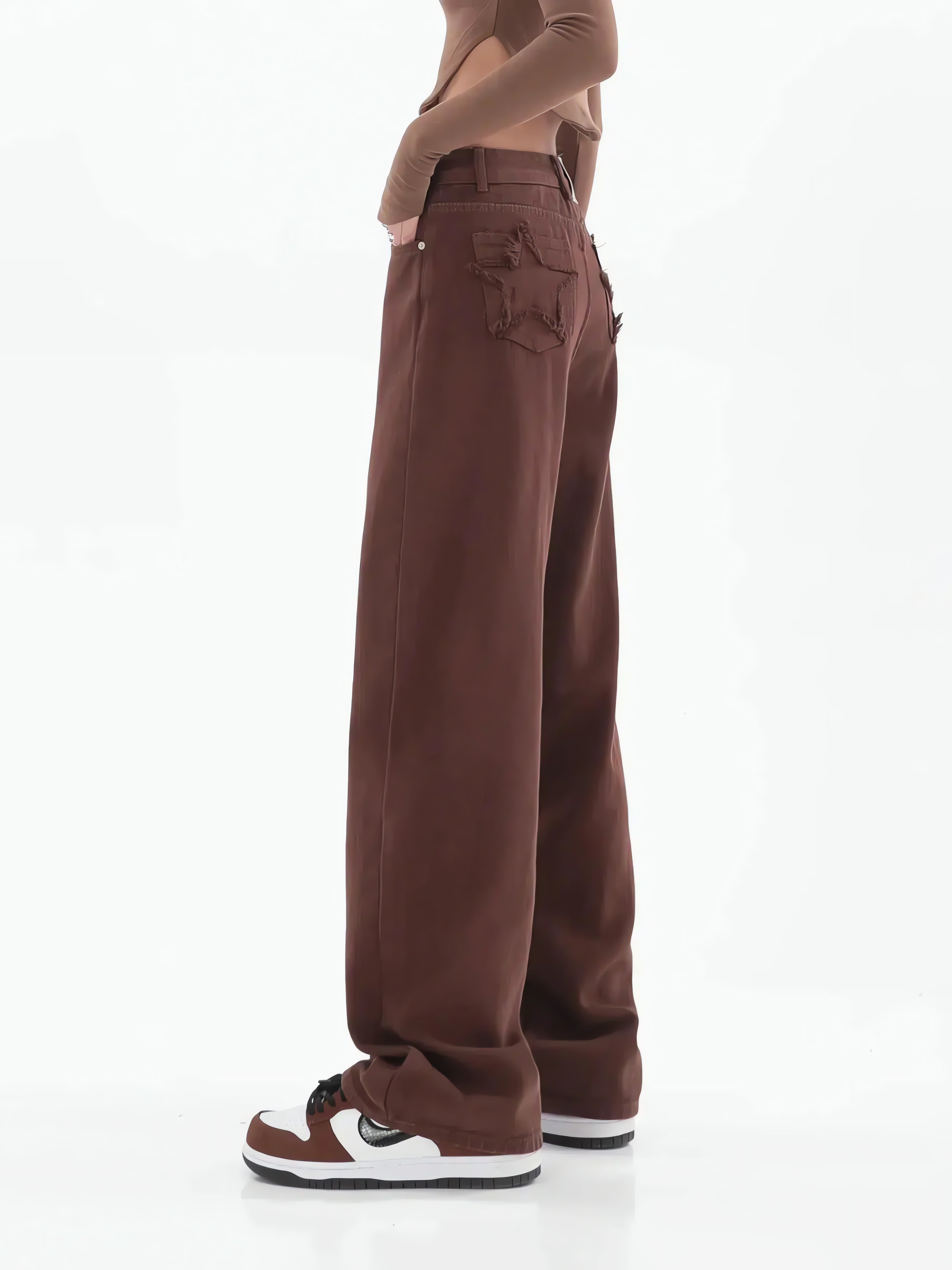Star Pockets Wide Leg Jeans - KAYSMAR