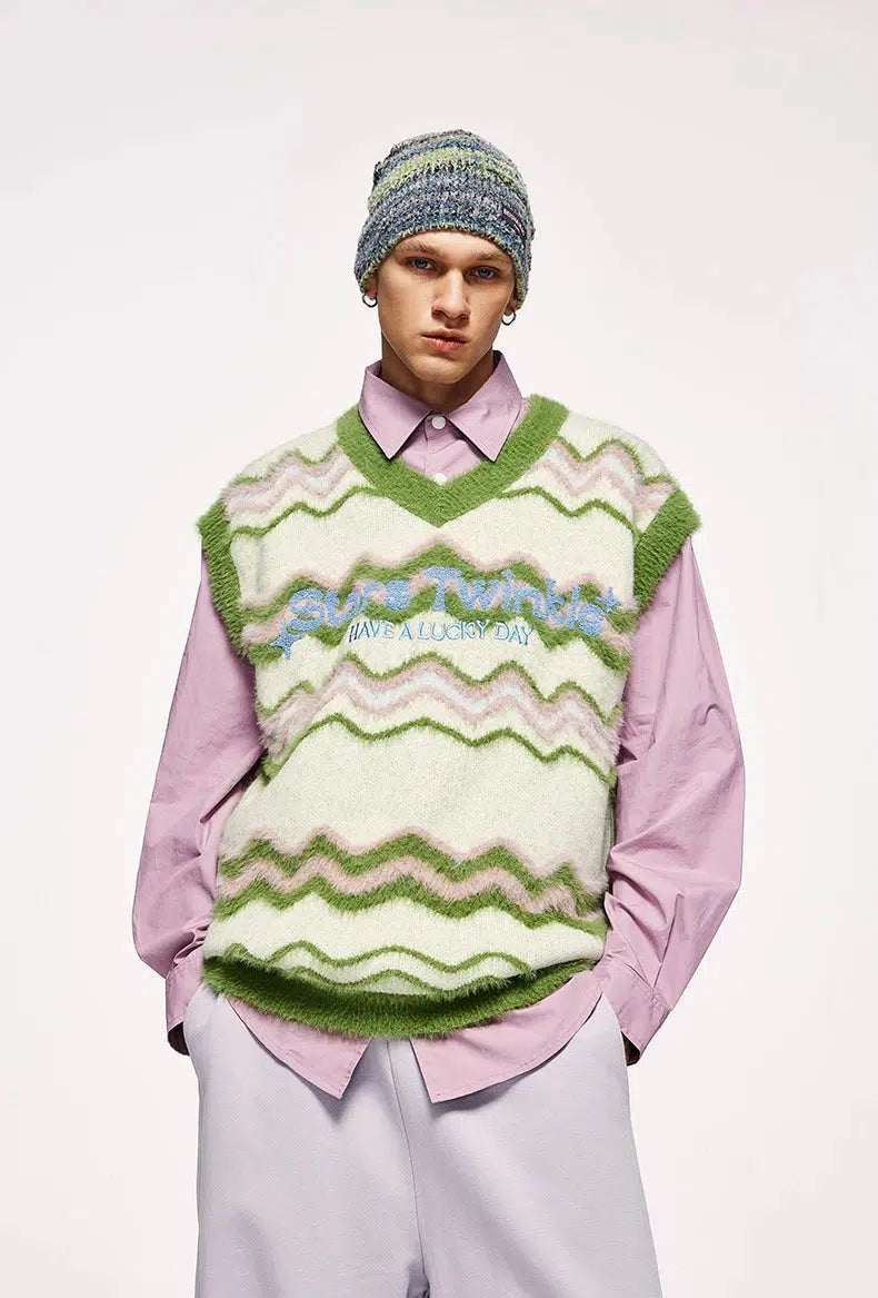 Stars Twinkle Fluffy Sweater Vest - KAYSMAR
