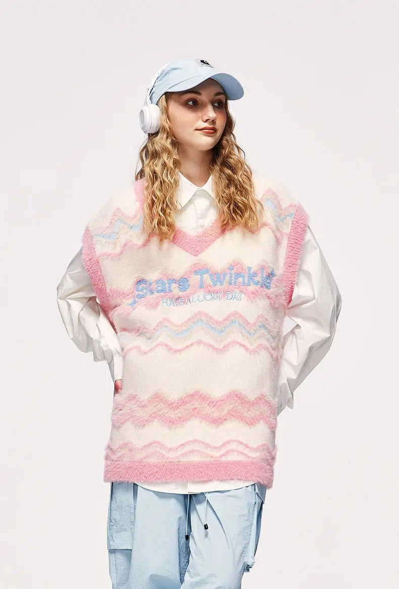 Stars Twinkle Fluffy Sweater Vest - KAYSMAR
