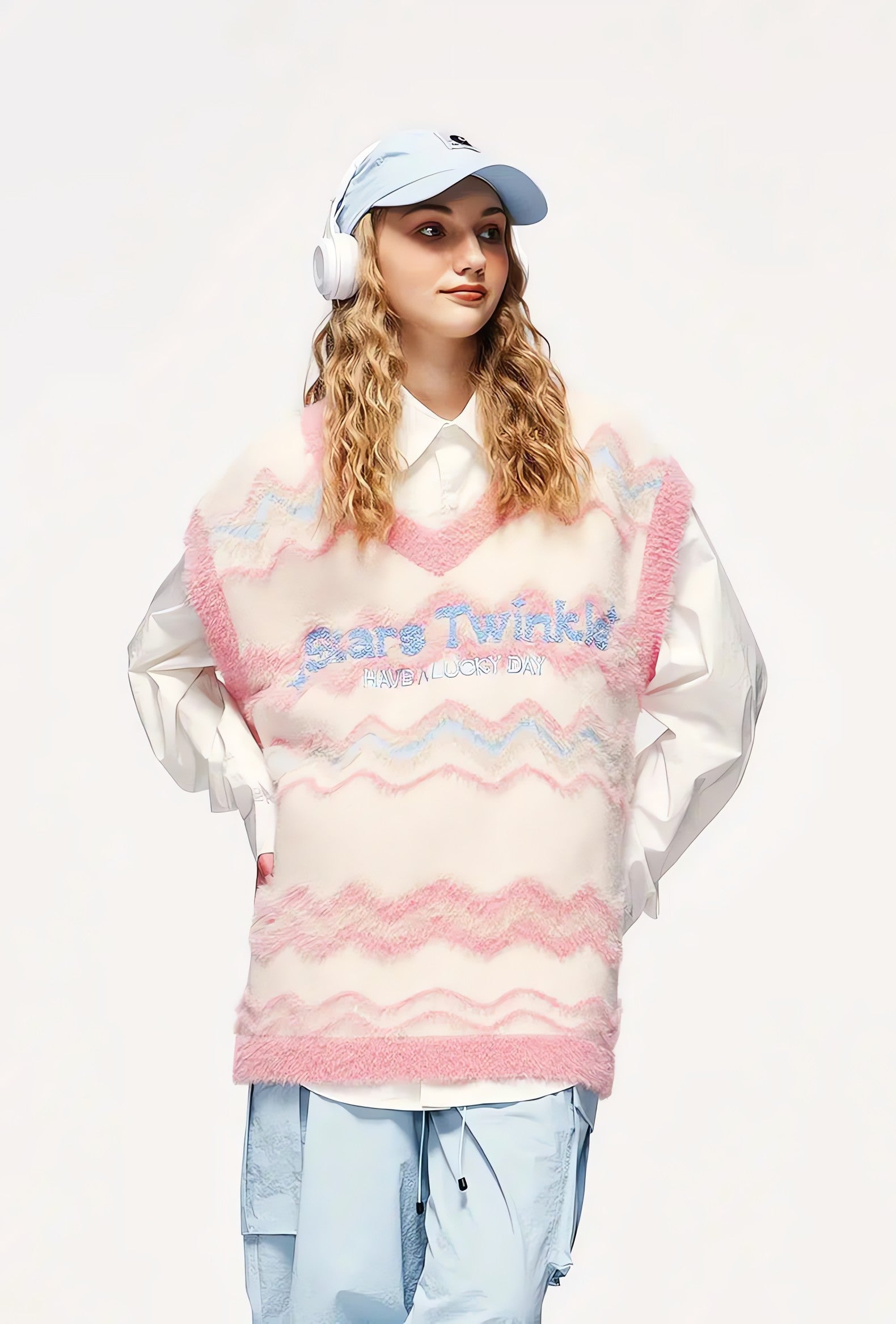 Stars Twinkle Fluffy Sweater Vest - KAYSMAR