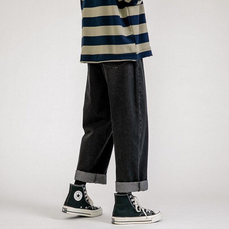 Straight Leg Mid Rise Baggy Jeans - KAYSMAR