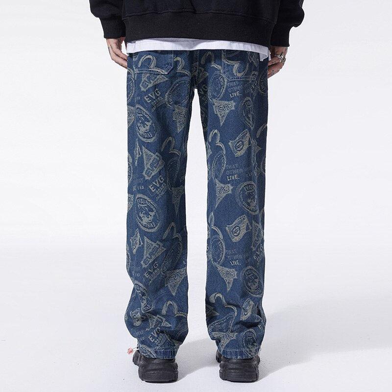 Straight Leg Printed Jeans - KAYSMAR