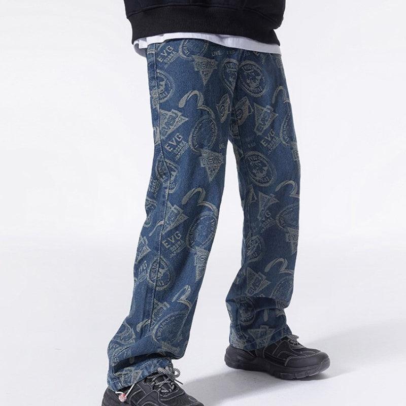 Straight Leg Printed Jeans - KAYSMAR