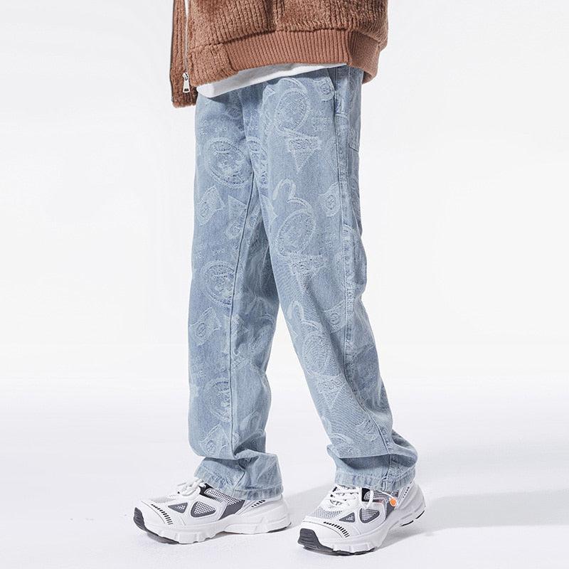Straight Leg Printed Jeans - KAYSMAR