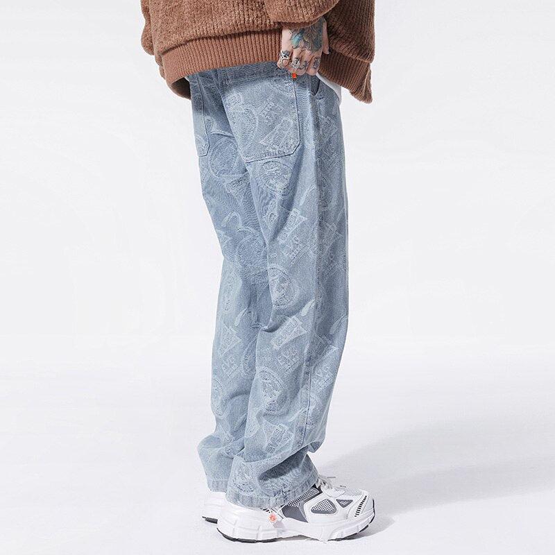 Straight Leg Printed Jeans - KAYSMAR