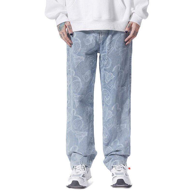 Straight Leg Printed Jeans - KAYSMAR