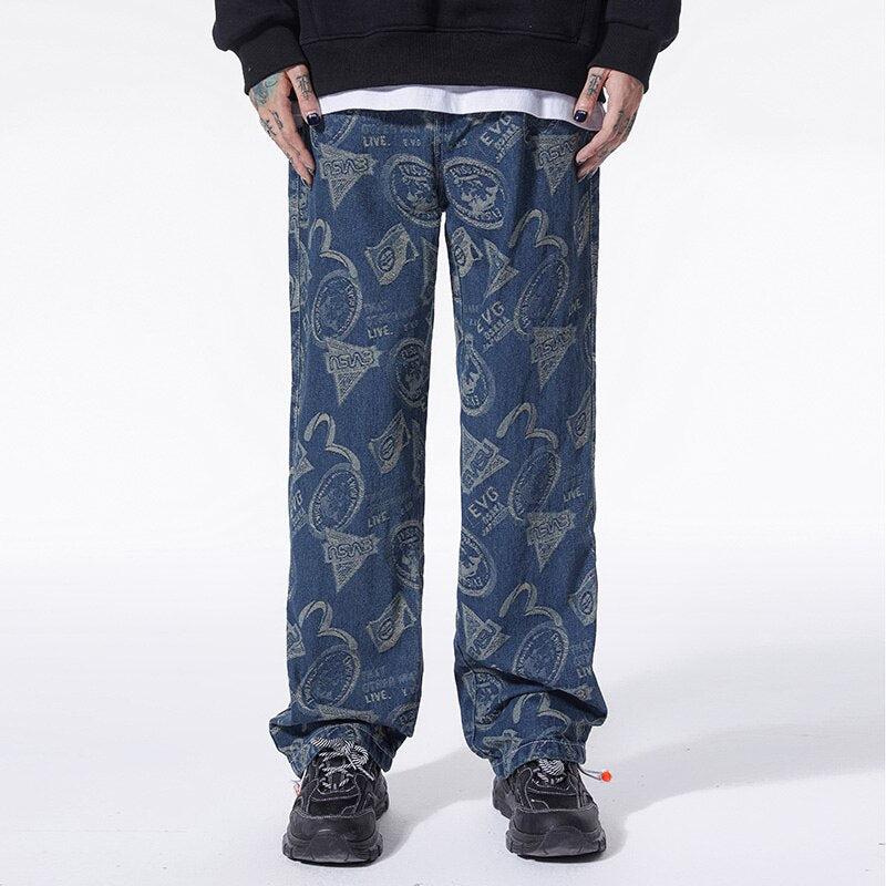 Straight Leg Printed Jeans - KAYSMAR