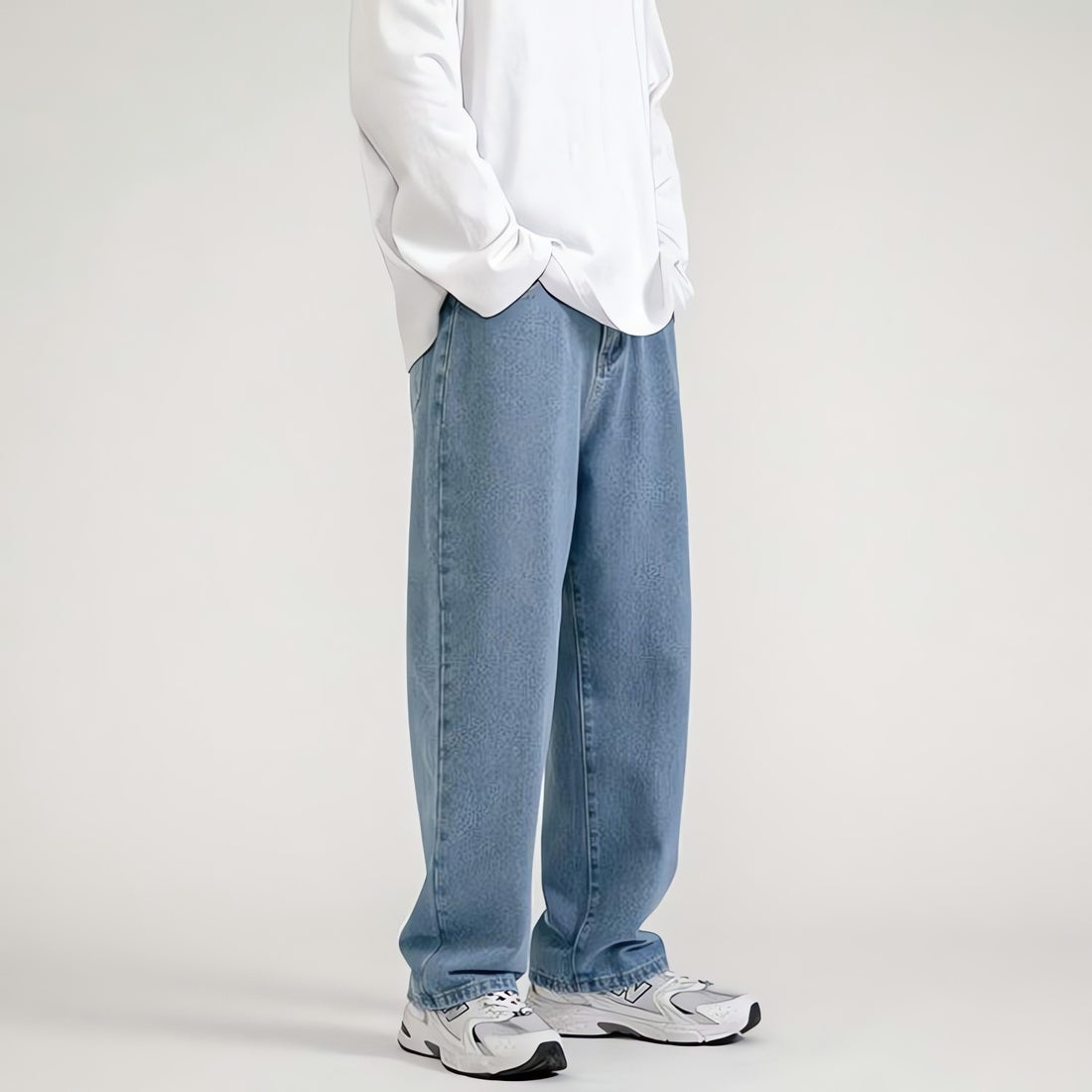 Straight Leg Mid Rise Baggy Jeans - KAYSMAR