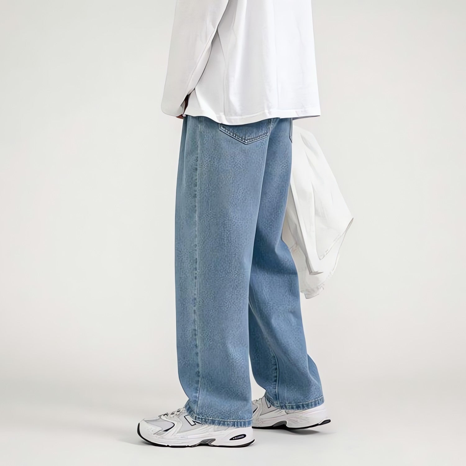 Straight Leg Mid Rise Baggy Jeans - KAYSMAR