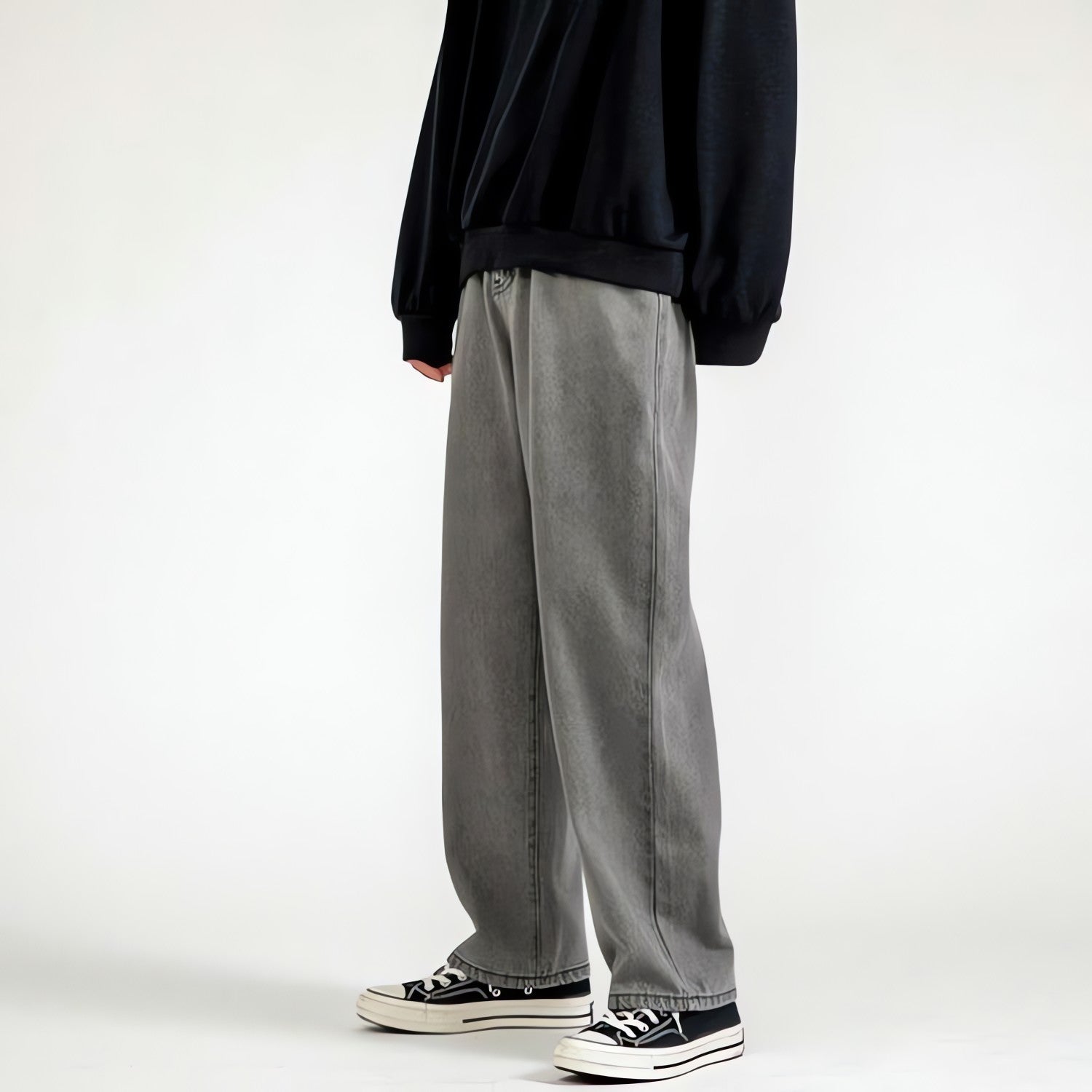 Straight Leg Mid Rise Baggy Jeans - KAYSMAR