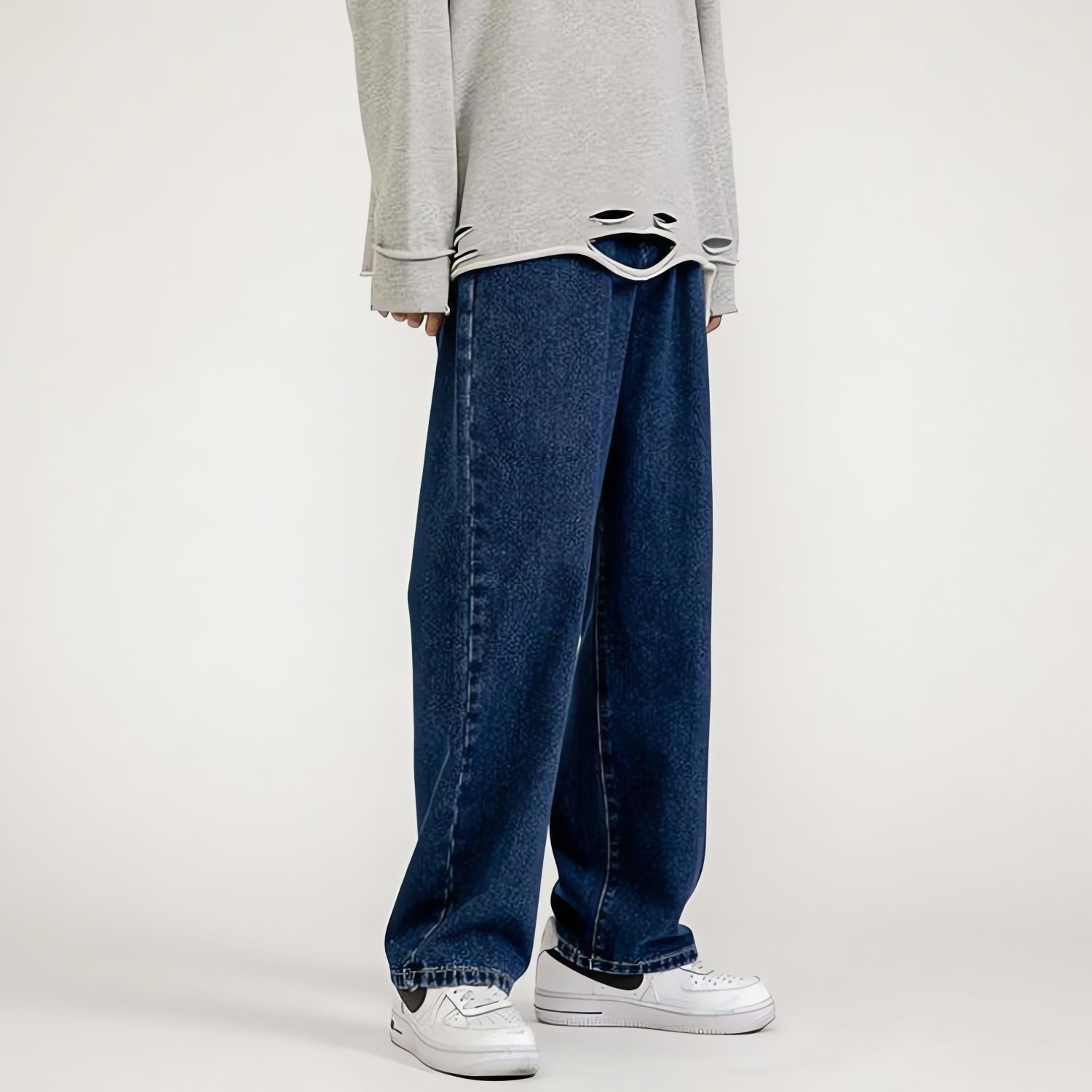 Straight Leg Mid Rise Baggy Jeans - KAYSMAR