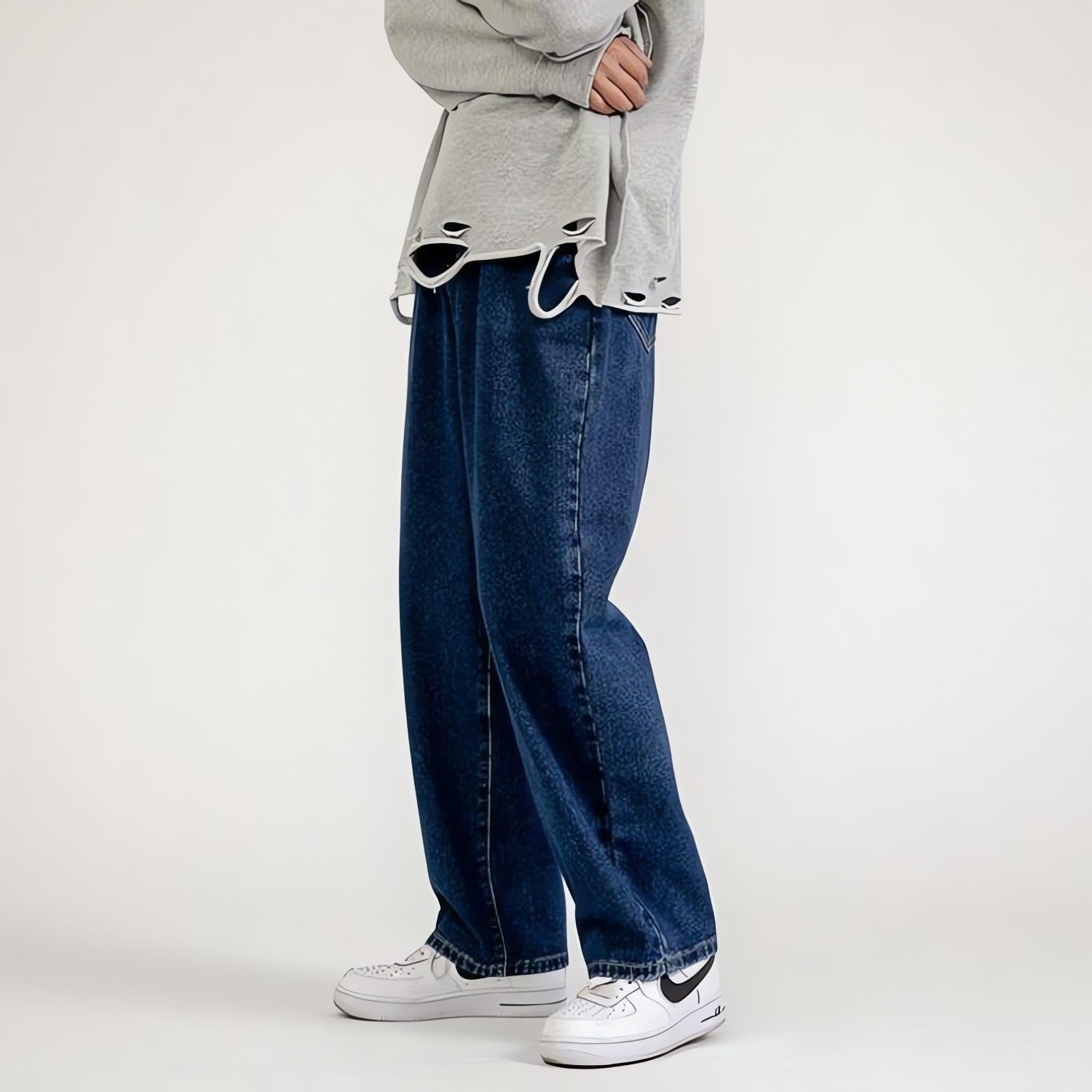 Straight Leg Mid Rise Baggy Jeans - KAYSMAR