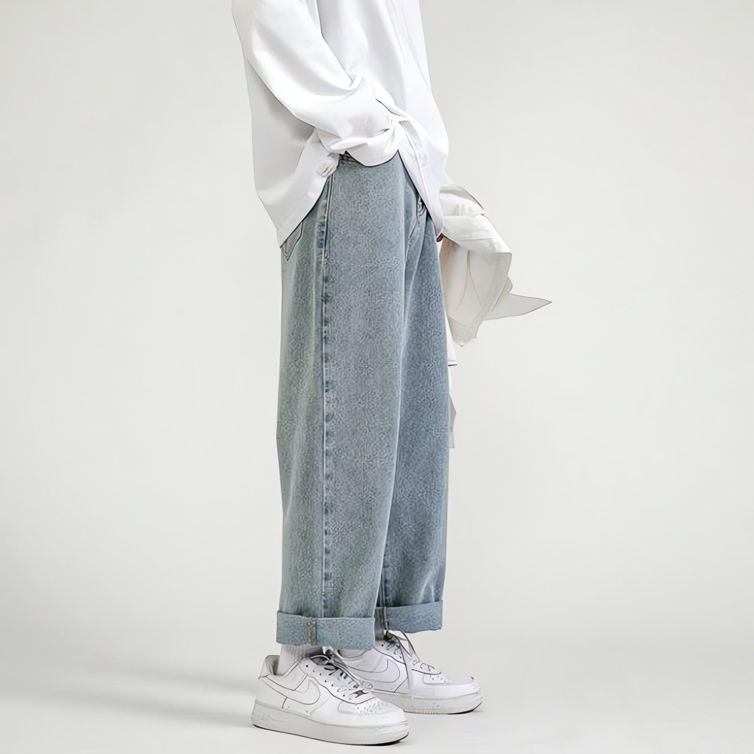 Straight Leg Mid Rise Baggy Jeans - KAYSMAR