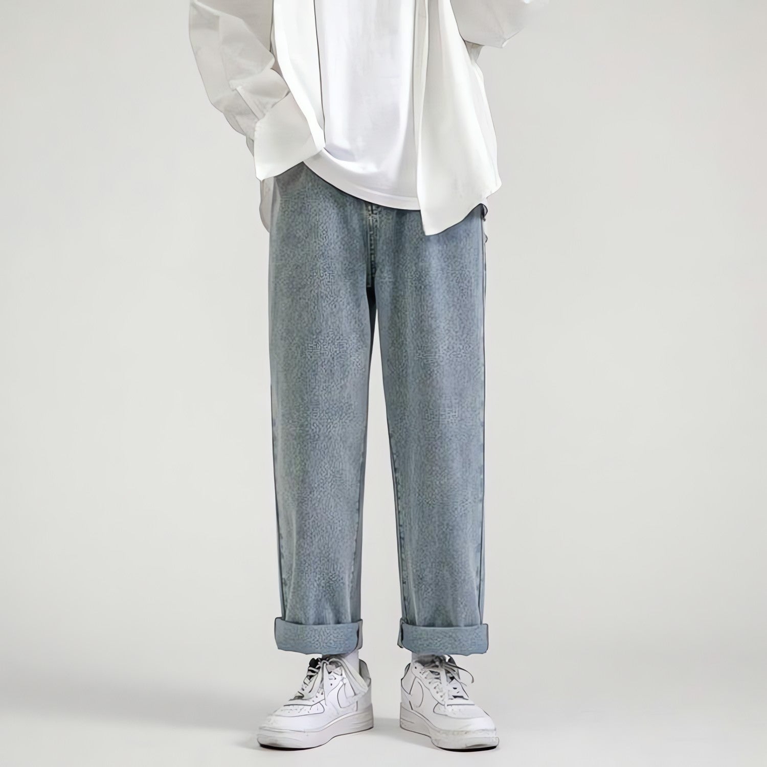 Straight Leg Mid Rise Baggy Jeans - KAYSMAR