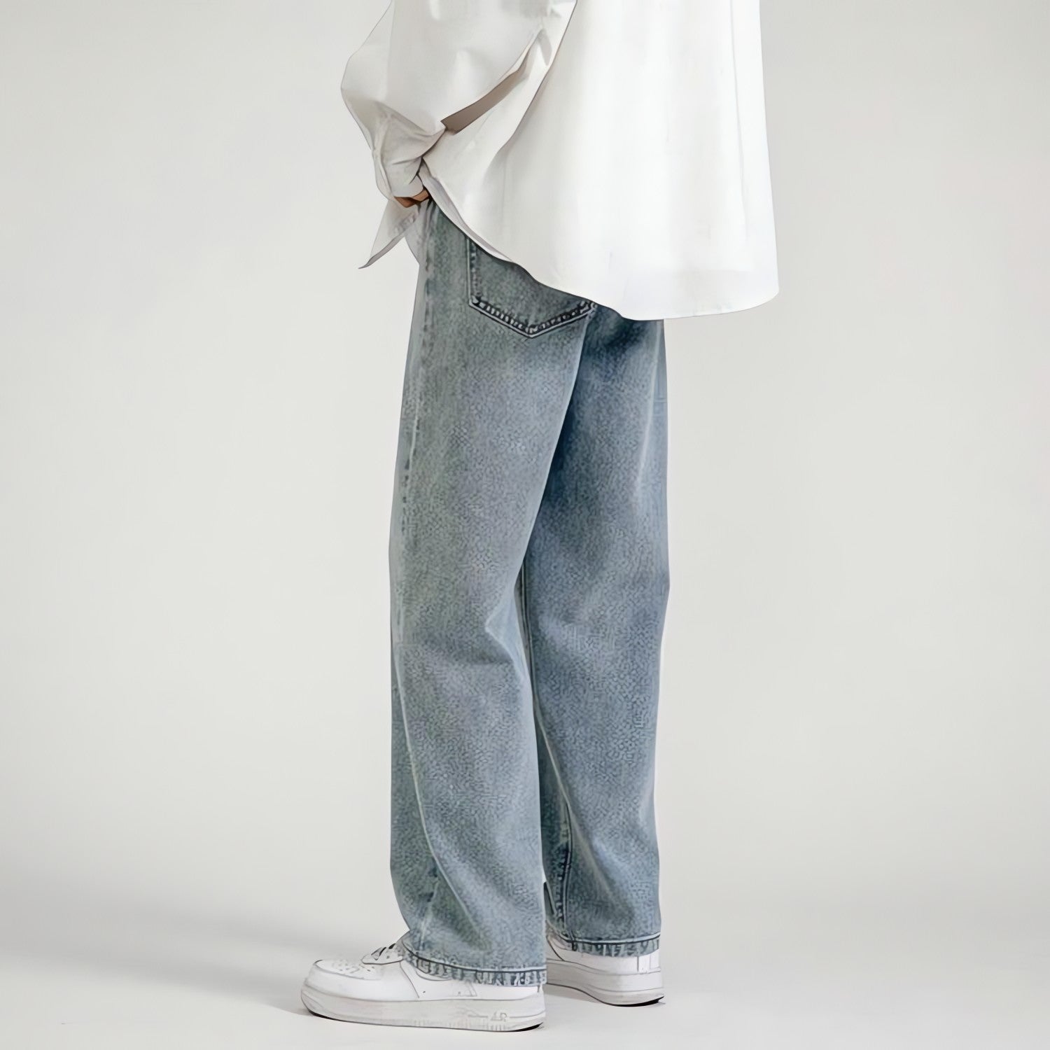 Straight Leg Mid Rise Baggy Jeans - KAYSMAR