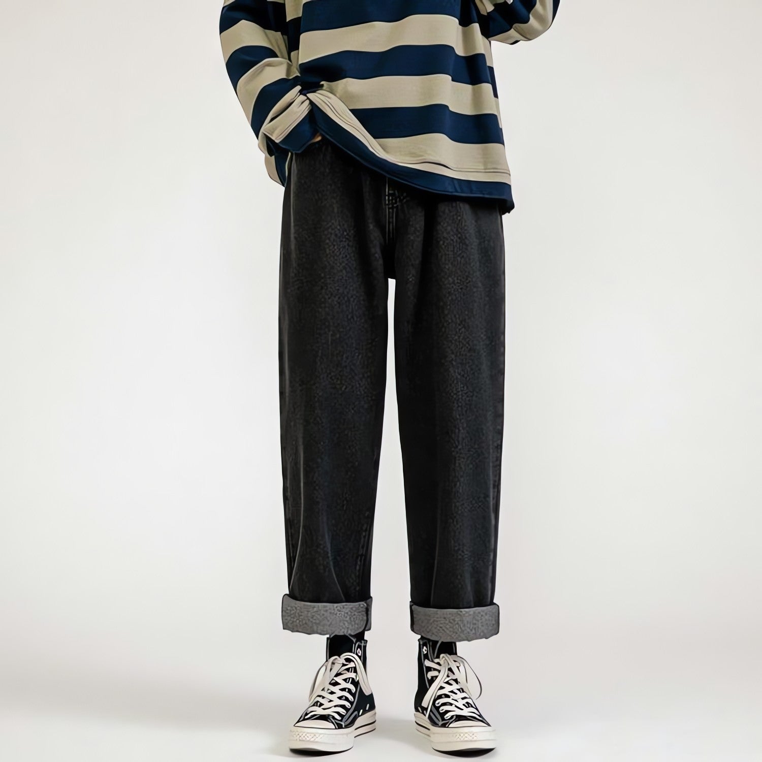 Straight Leg Mid Rise Baggy Jeans - KAYSMAR