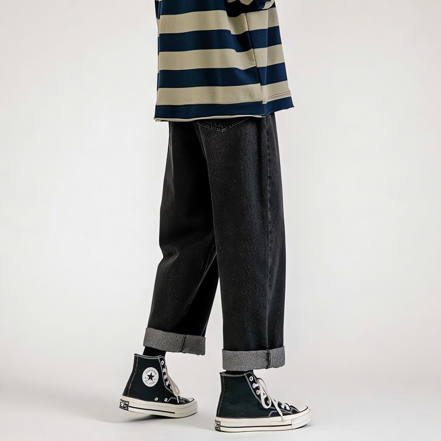 Straight Leg Mid Rise Baggy Jeans - KAYSMAR