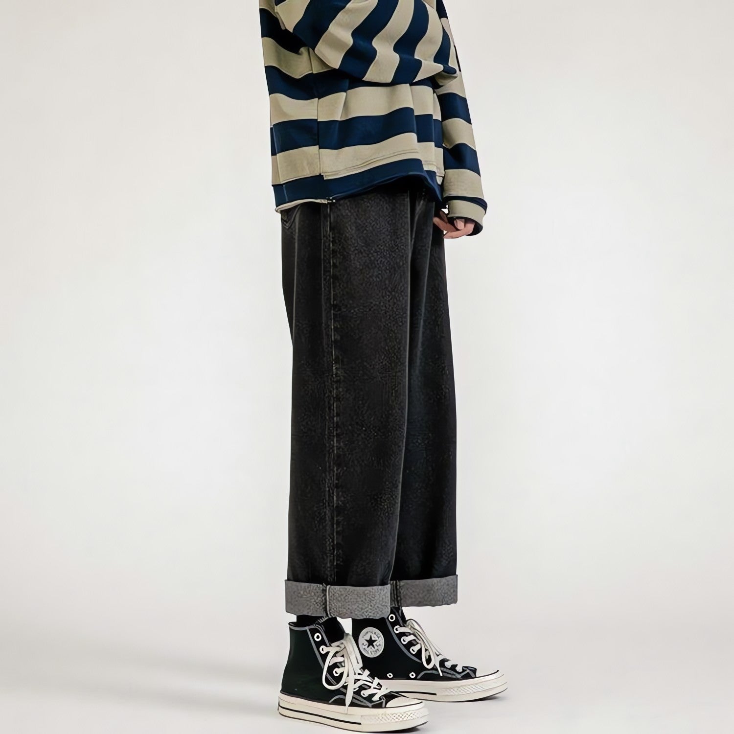 Straight Leg Mid Rise Baggy Jeans - KAYSMAR