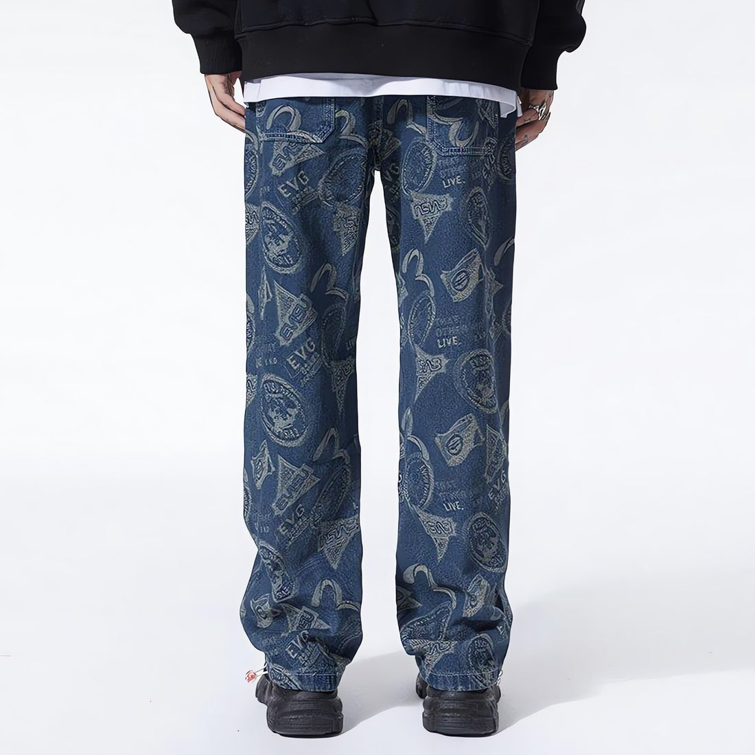Straight Leg Printed Jeans - KAYSMAR