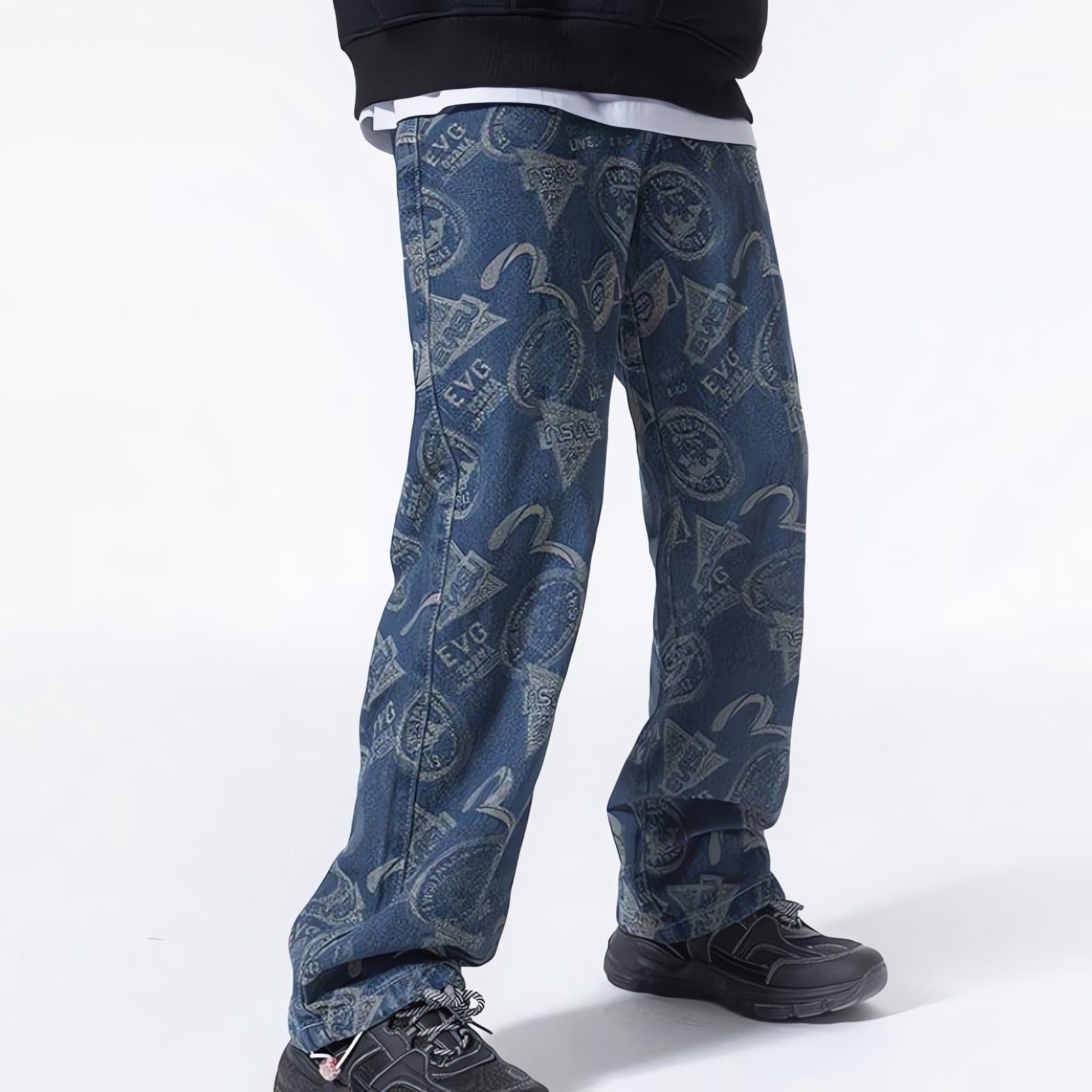 Straight Leg Printed Jeans - KAYSMAR