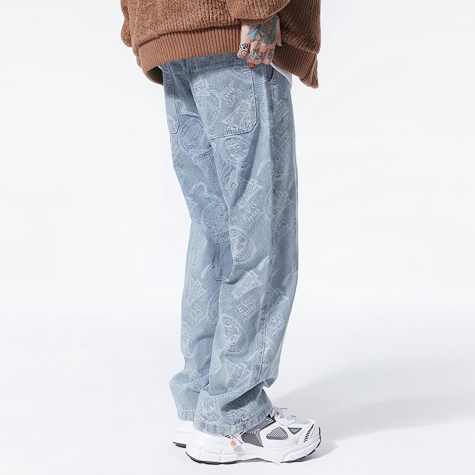 Straight Leg Printed Jeans - KAYSMAR