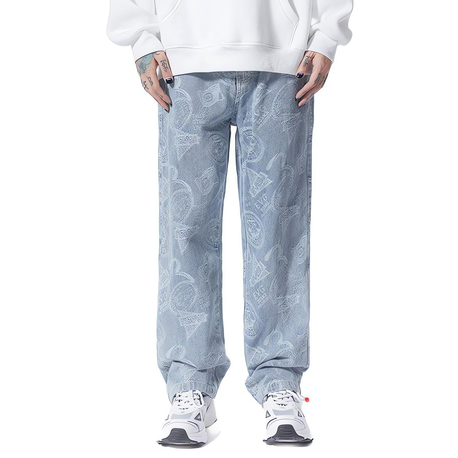 Straight Leg Printed Jeans - KAYSMAR