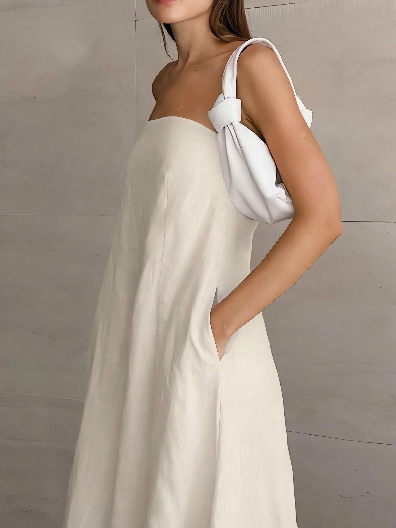 Strapless Linen Midi Dress - KAYSMAR