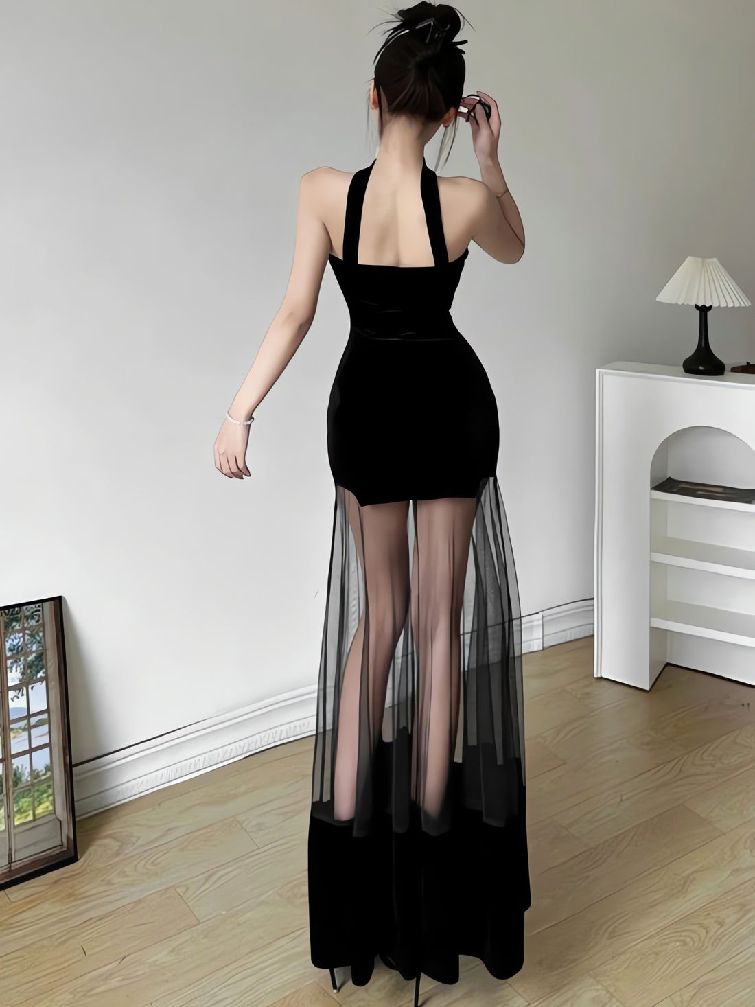 Strapless Sheer Maxi Dress