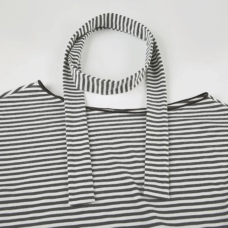 Striped Neck Tie Top - KAYSMAR