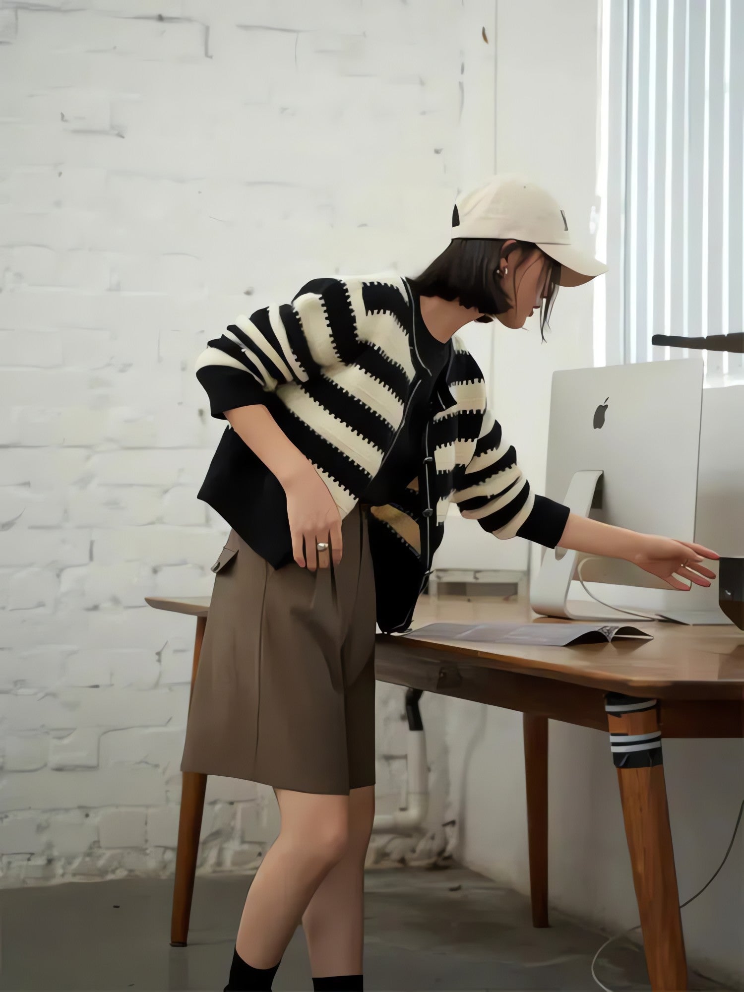 Striped Button Up Cardigan - KAYSMAR