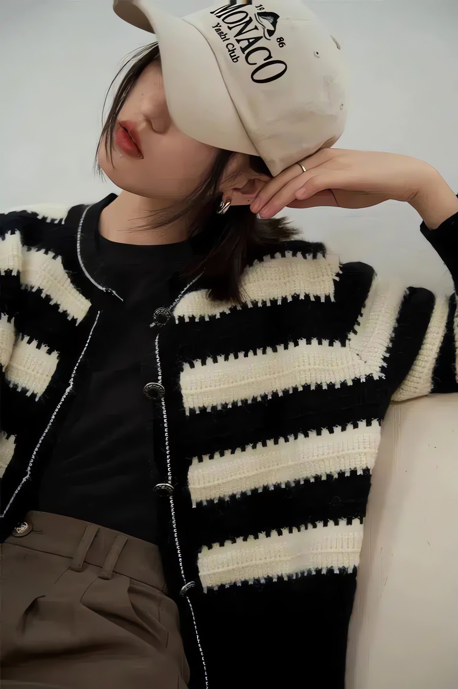 Striped Button Up Cardigan - KAYSMAR