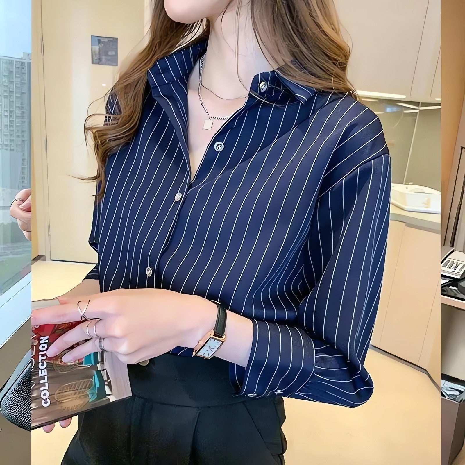 Striped Classic Long Sleeve Shirt - KAYSMAR