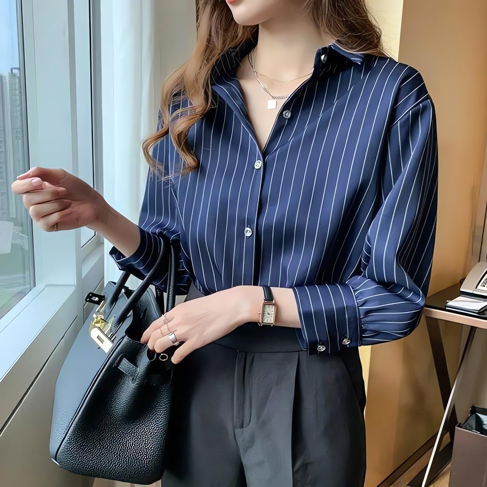Striped Classic Long Sleeve Shirt - KAYSMAR
