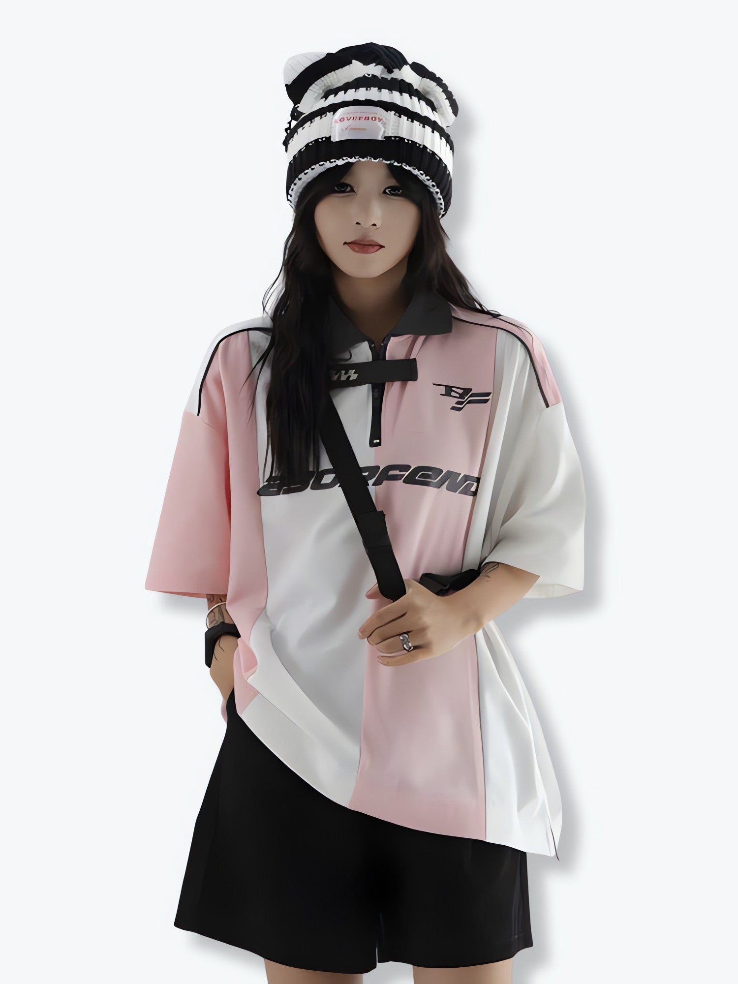 Striped Half Zip-Up Jersey Top - KAYSMAR