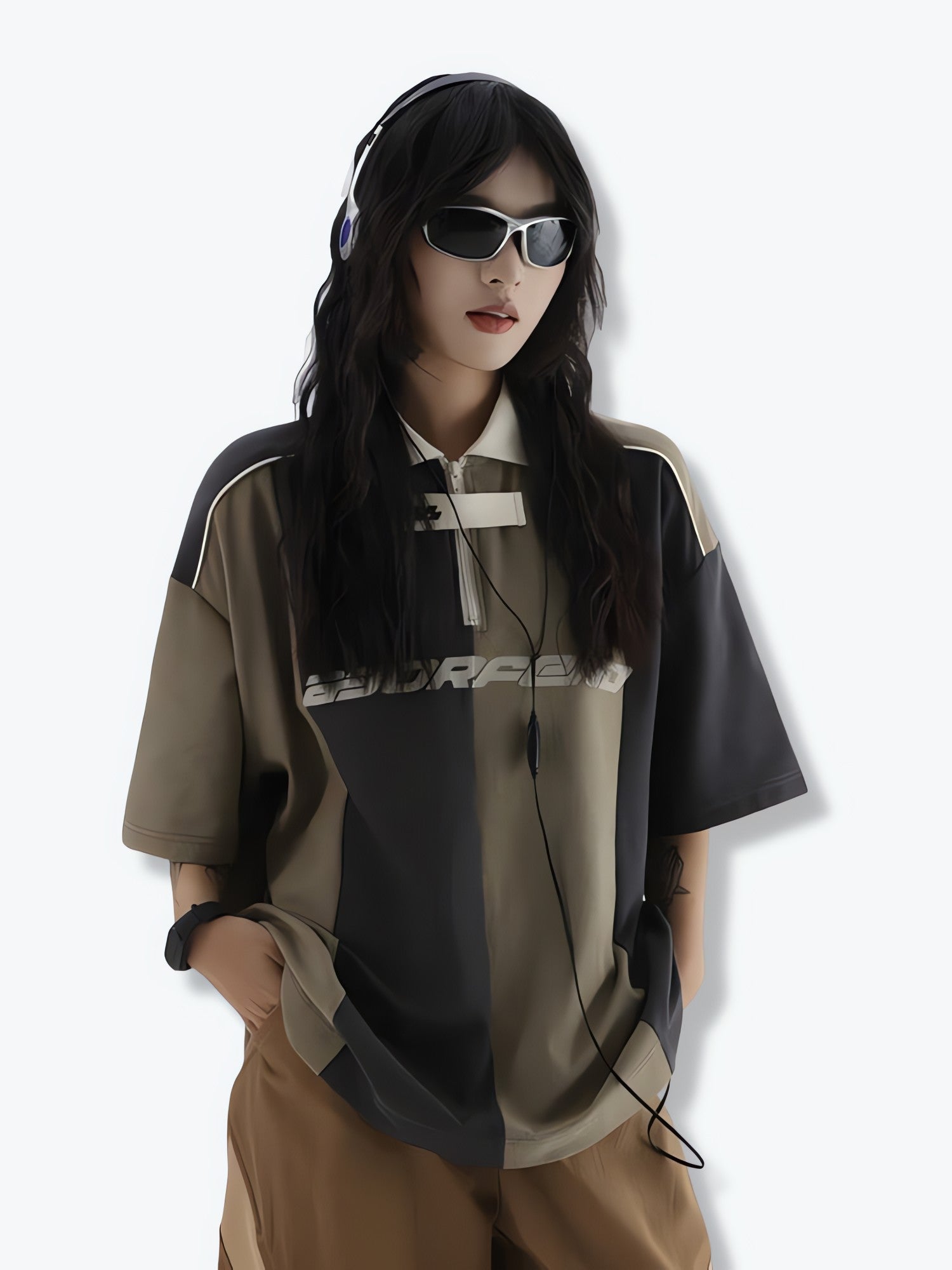 Striped Half Zip-Up Jersey Top - KAYSMAR