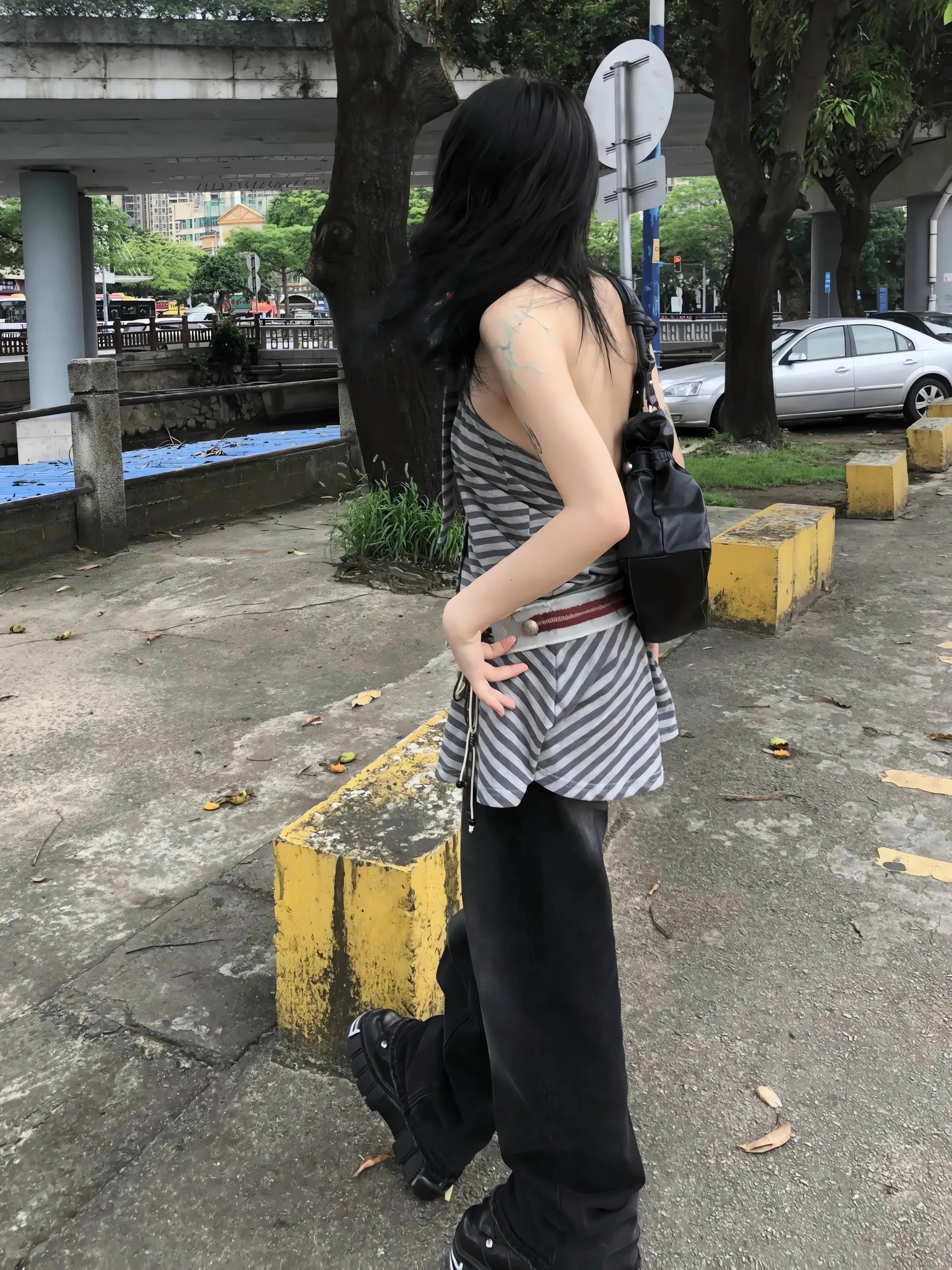 Striped Halter Neck Mini Dress - KAYSMAR