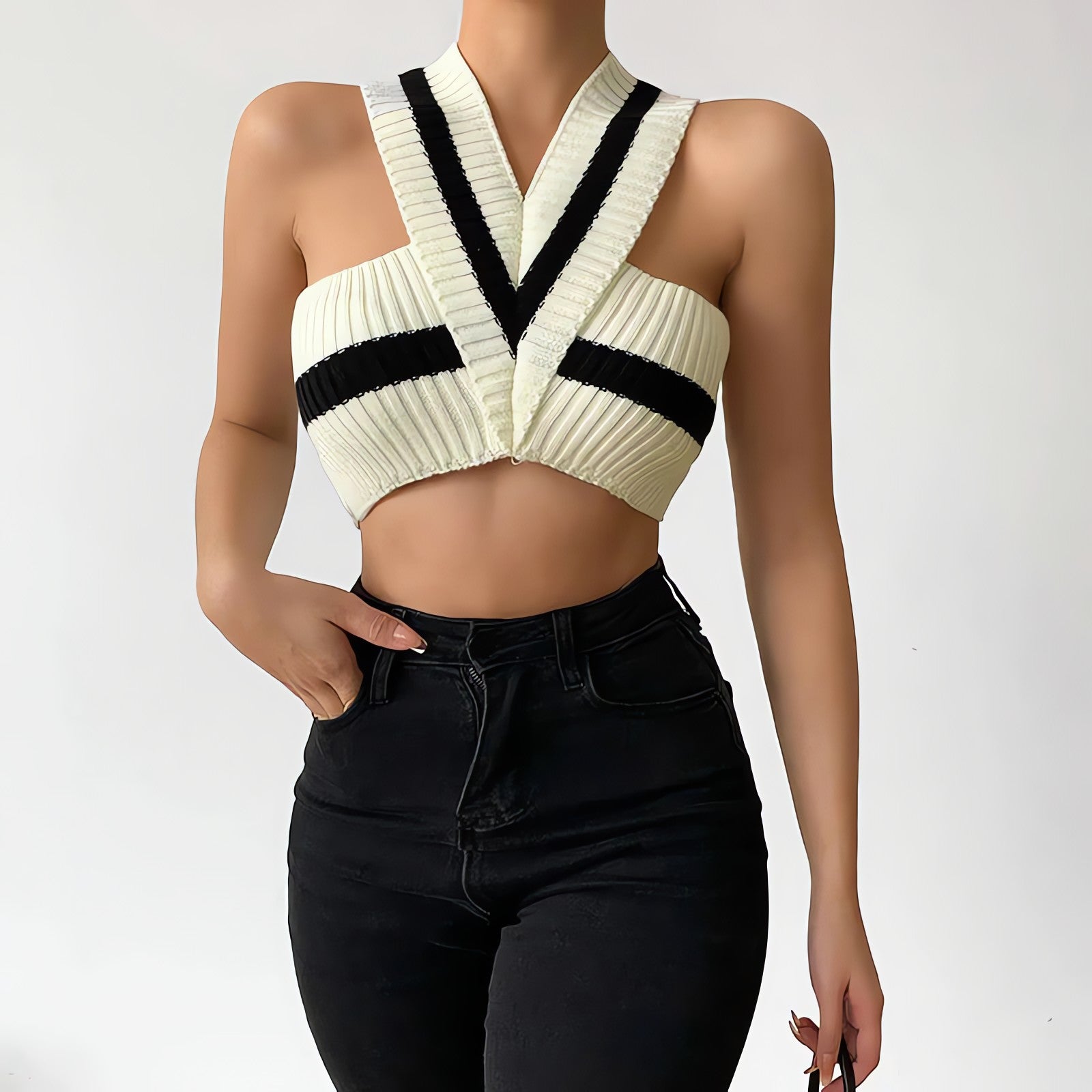 Striped Knitted Crop Top - KAYSMAR