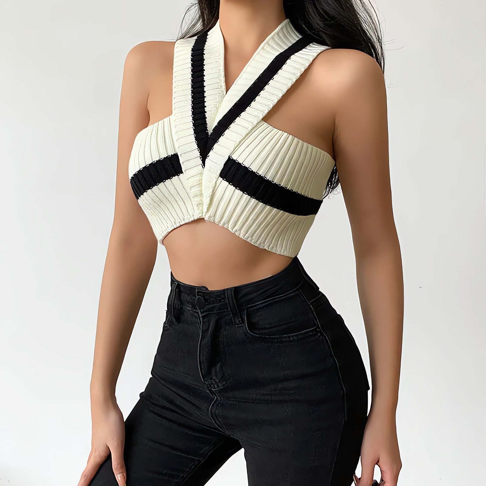 Striped Knitted Crop Top - KAYSMAR